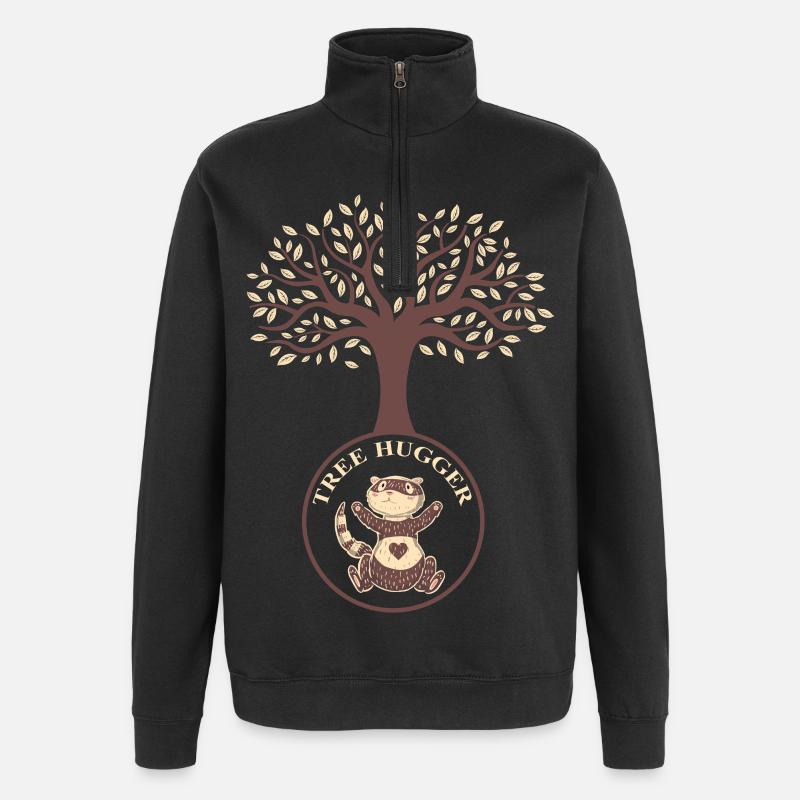 Baum Frettchen - Quarter-Zip-Sweatshirt - Schwarz