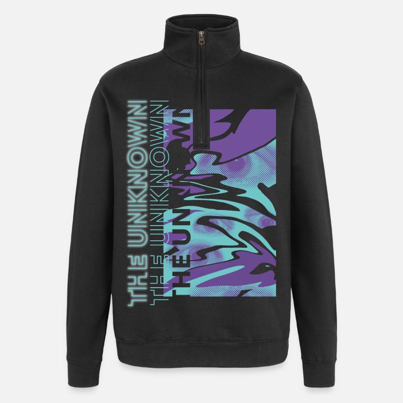 The Unknown – Digitale Verzerrung - Quarter-Zip-Sweatshirt - Schwarz