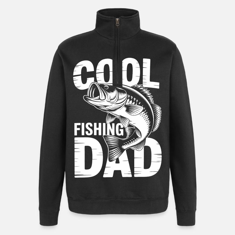 Fisch-Design für coole Papas - Quarter-Zip-Sweatshirt - Schwarz