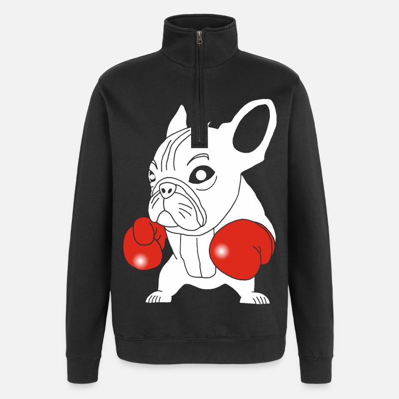 Weißer Hundeboxer - Quarter-Zip-Sweatshirt - Schwarz