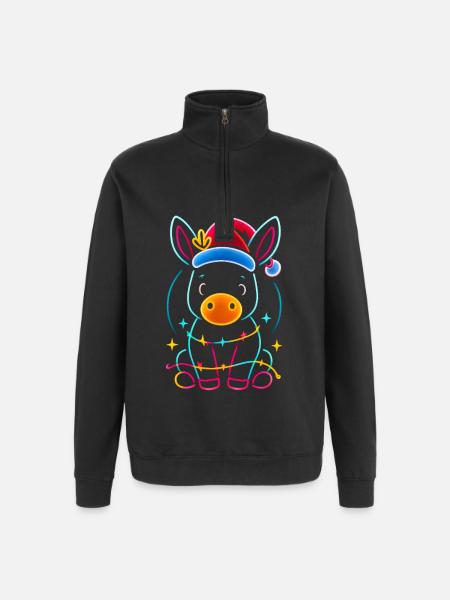 Donkey Elf Christmas Funny Gift - Quarter-Zip Sweatshirt - black