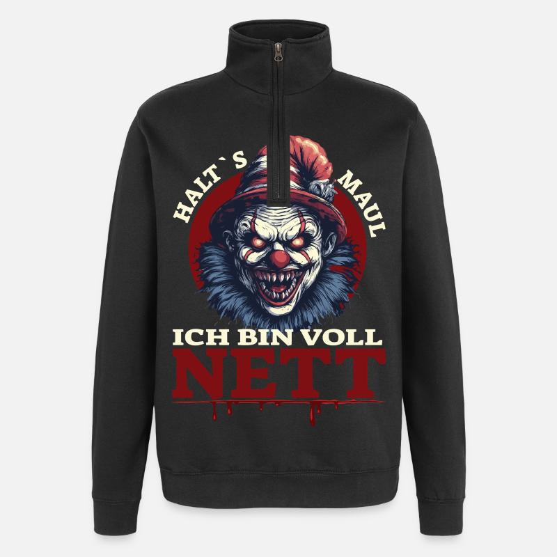 Halts Maul - Ich bin voll Nett - Quarter-Zip-Sweatshirt - Schwarz