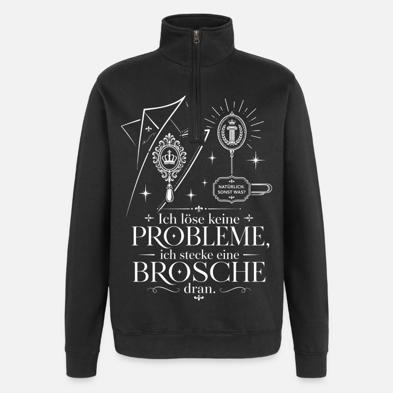 Ich stecke eine Brosche dran - Quarter-Zip-Sweatshirt - Schwarz