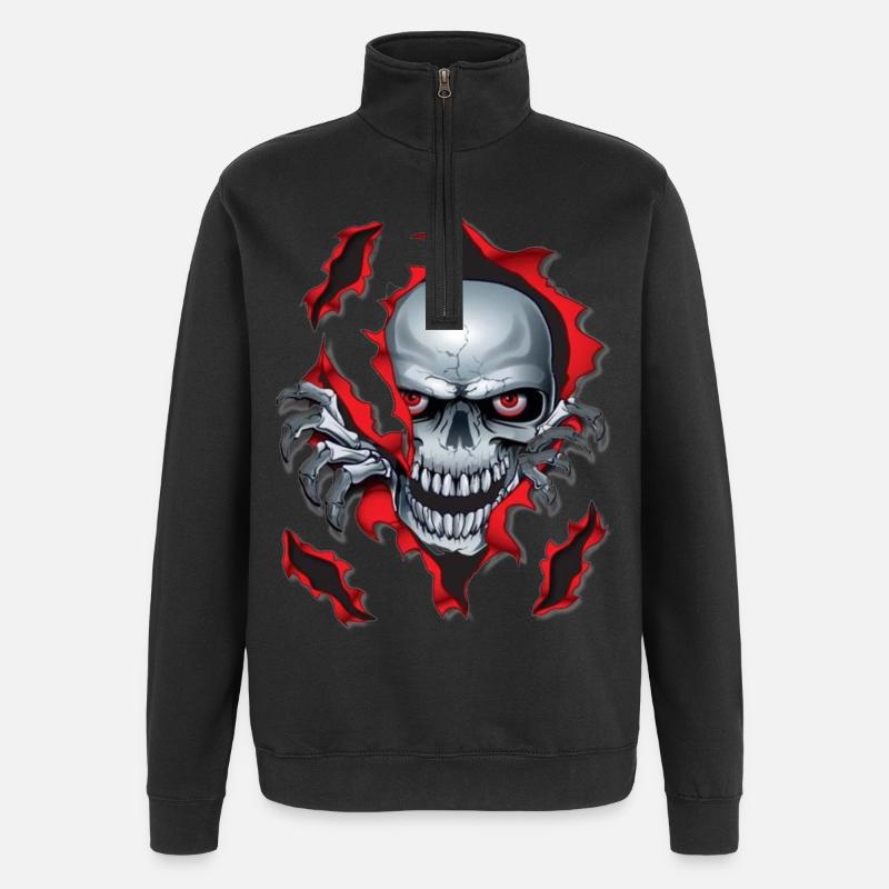 Schädel - Quarter-Zip-Sweatshirt - Schwarz