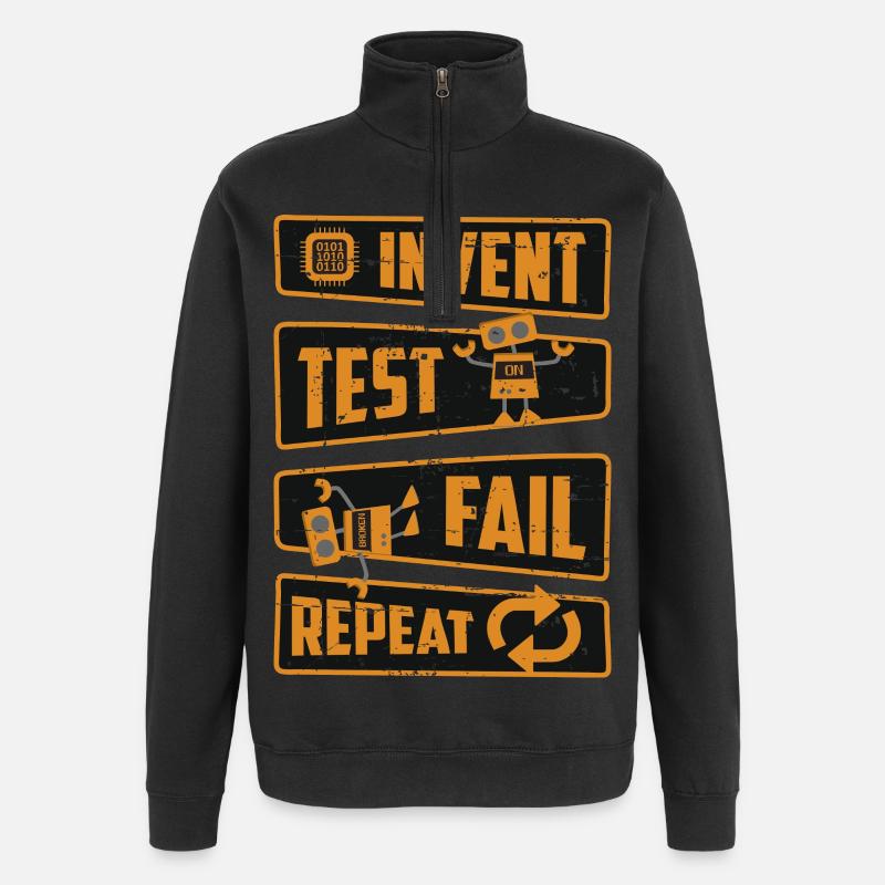 Inventer Test Fail Repeat - Sweat à zip 1/4 - noir