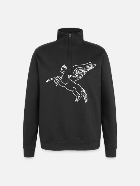 Pegasus lineart - Quarter-Zip Sweatshirt - black