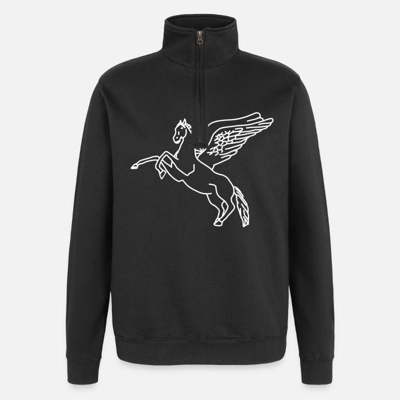 Pegasus lineart - Quarter-Zip Sweatshirt - black