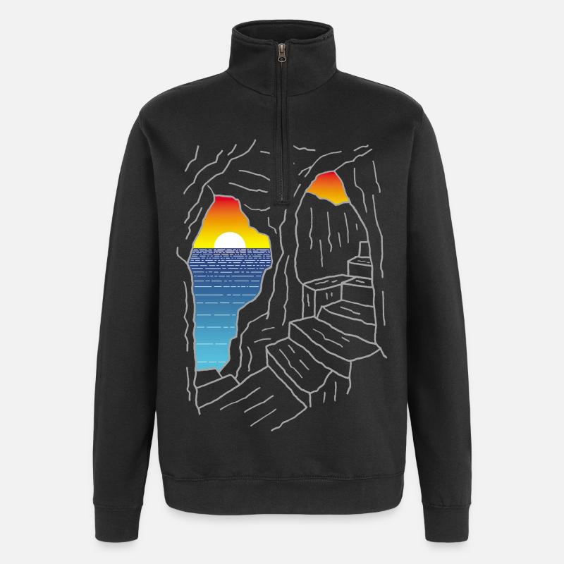 Treppe zum Paradies - Quarter-Zip-Sweatshirt - Schwarz