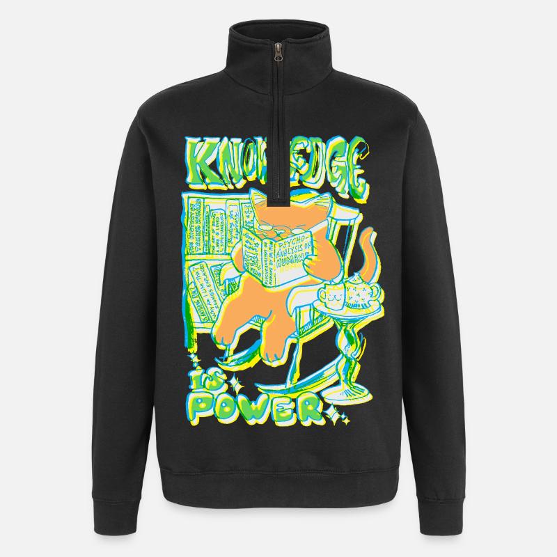 LE SAVOIR, C’EST LE POUVOIR - Sweat à zip 1/4 - noir