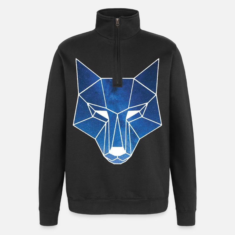 Galactic Wolf's Head - Quarter-Zip Sweatshirt - black