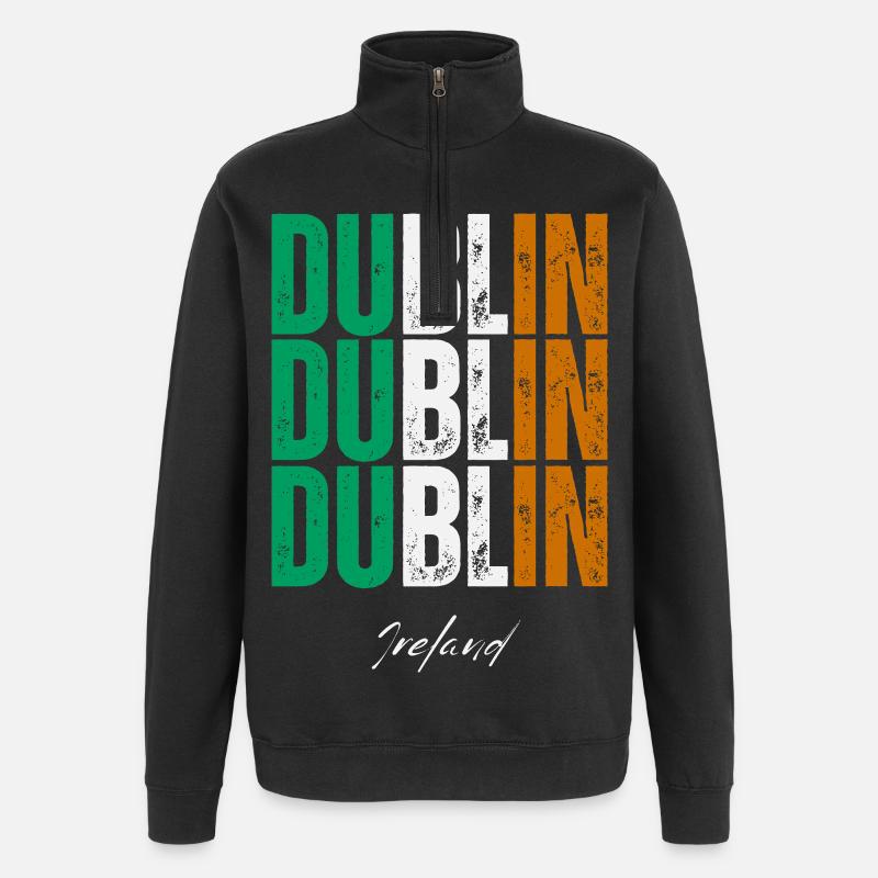 Dublin Irlande, souvenir de Dublin - Sweat à zip 1/4 - noir