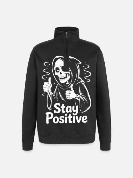 Skeleton Stay Positive - Quarter-Zip Sweatshirt - black