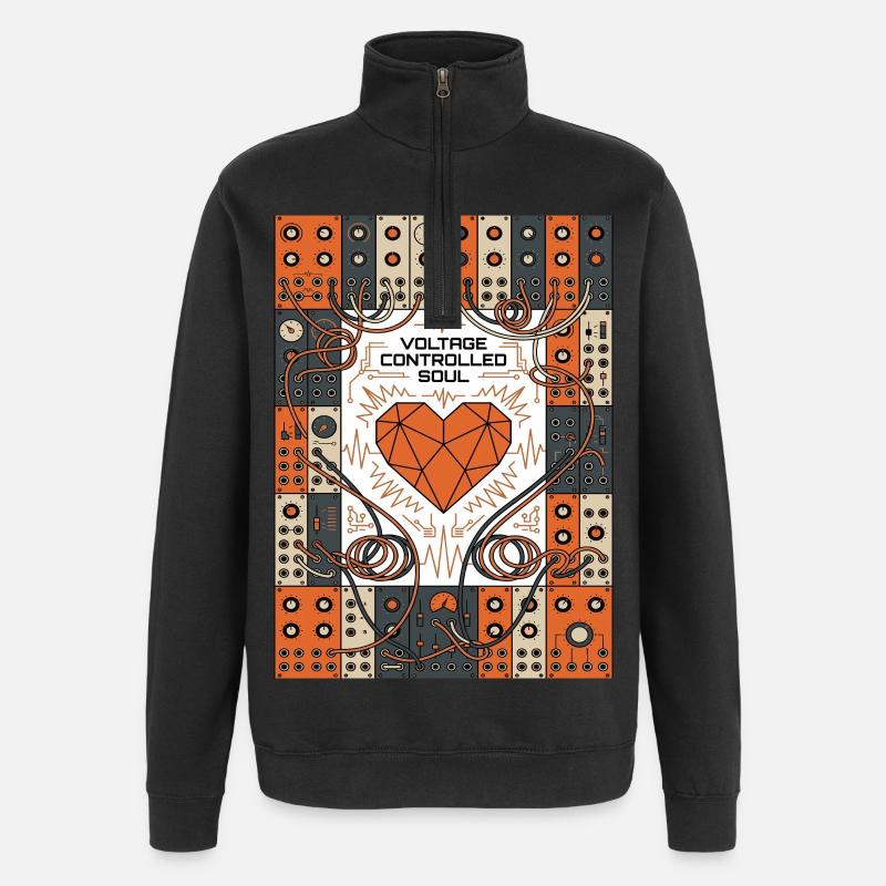 Spannungsgesteuerte Seele. Synthie - Quarter-Zip-Sweatshirt - Schwarz