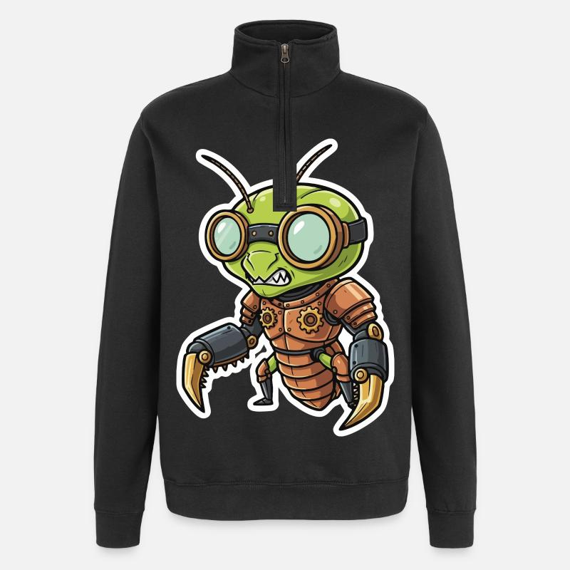 Praying Mantis Steampunk Copper Armor - Quarter-Zip Sweatshirt - black