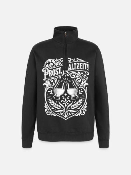 Whisky Wortspiel Maltzeit - Quarter-Zip-Sweatshirt - Schwarz