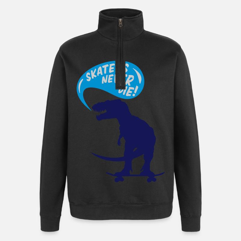 t-rex skater - Sweat à zip 1/4 - noir