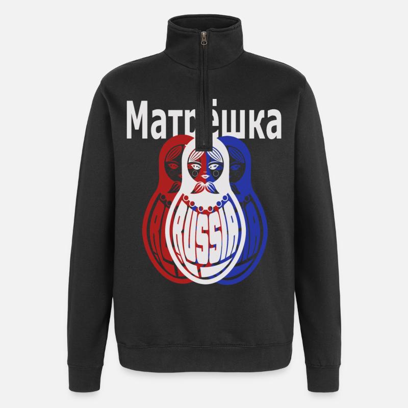 Matryoshka, russe - Sweat à zip 1/4 - noir