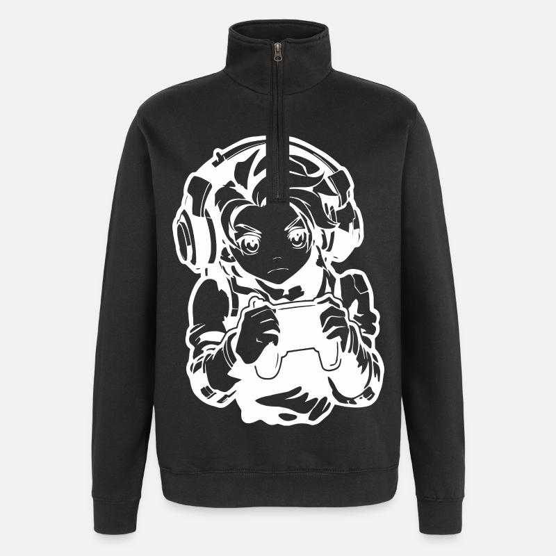 Dessin de Gamer Boy - Sweat à zip 1/4 - noir