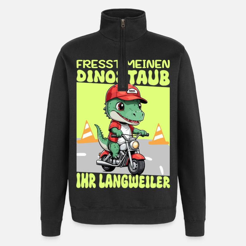 Dinosaur on Motorcycle - Quarter-Zip Sweatshirt - black