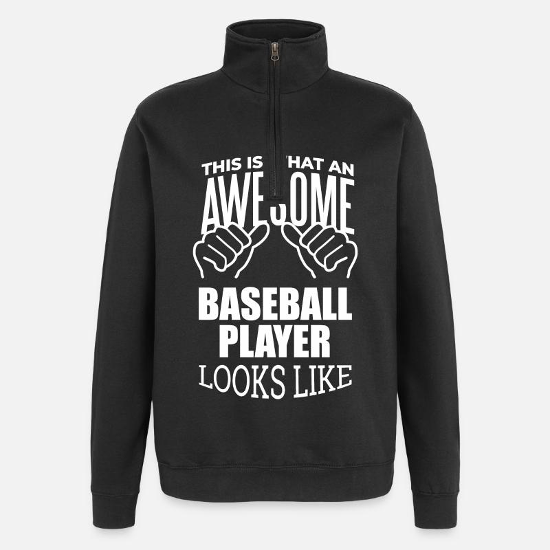 Base-ball - Sweat à zip 1/4 - noir