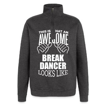 Breakdancer - Quarter-Zip-Sweatshirt - Anthrazit - Vorne - AI Model Female 172 light (172cm) & AI Model Male 178 dark (178cm)