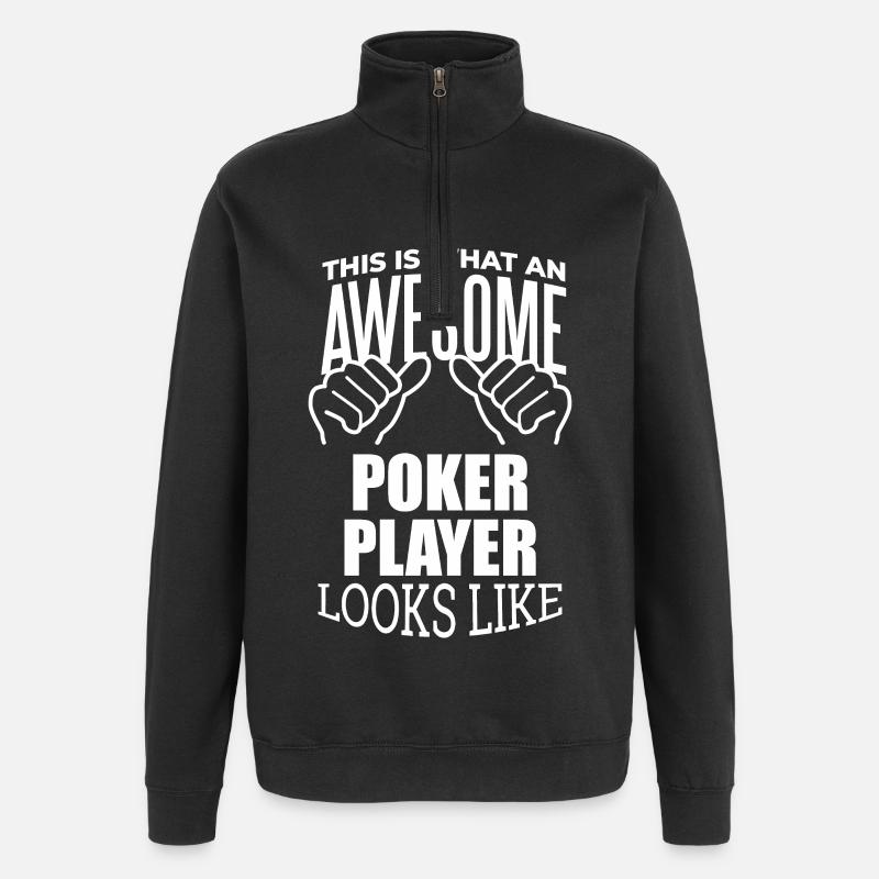 poker - Sweat à zip 1/4 - noir