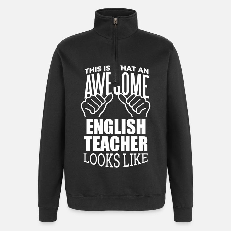Anglais - Sweat à zip 1/4 - noir
