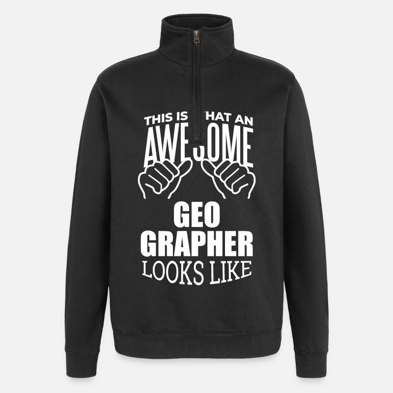 Geografie - Quarter-Zip-Sweatshirt - Schwarz
