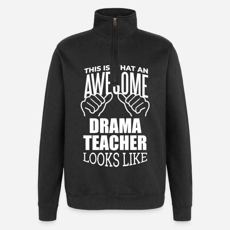 drame - Sweat à zip 1/4 - noir