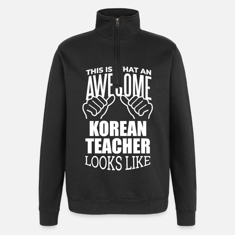 Coréen - Sweat à zip 1/4 - noir