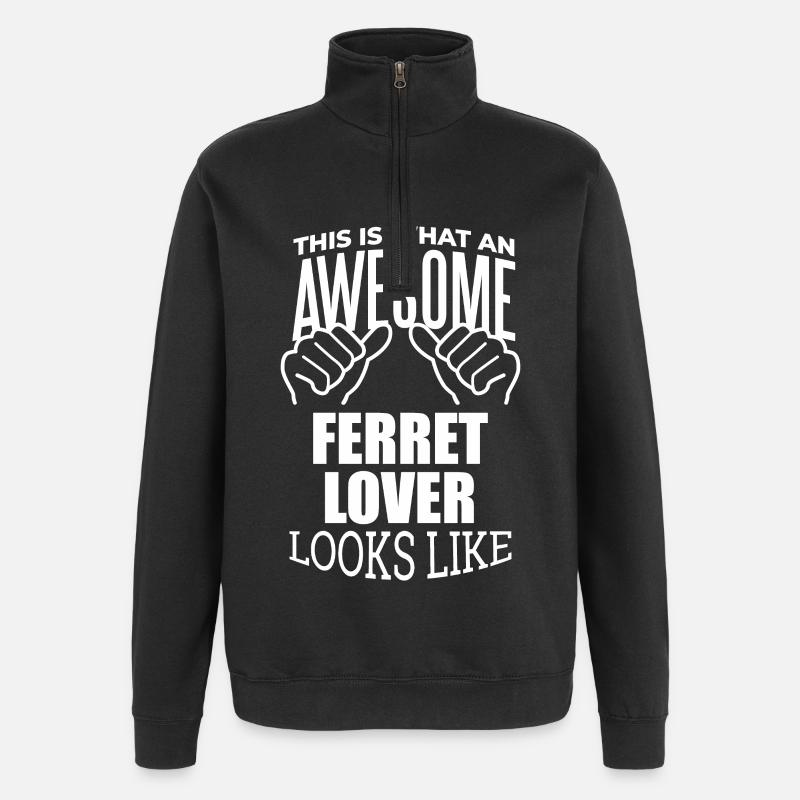 Frettchen - Quarter-Zip-Sweatshirt - Schwarz