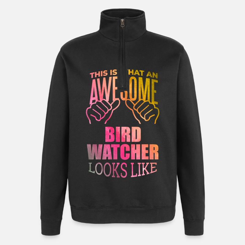 Vogelbeobachtung - Quarter-Zip-Sweatshirt - Schwarz