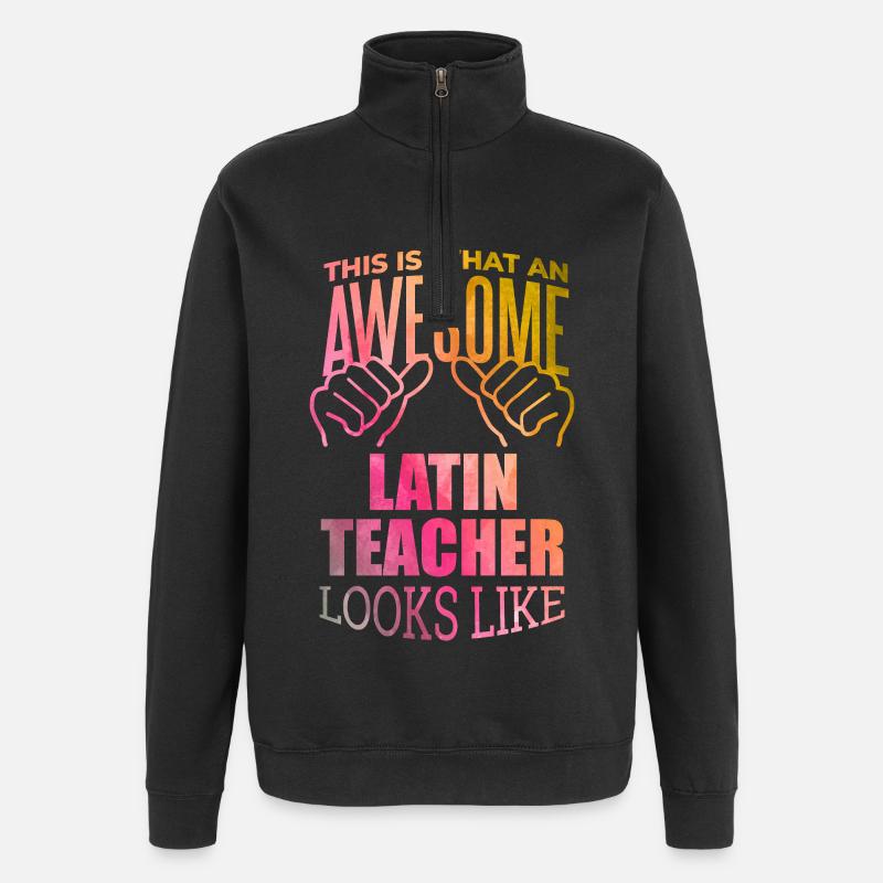 Latein - Quarter-Zip-Sweatshirt - Schwarz