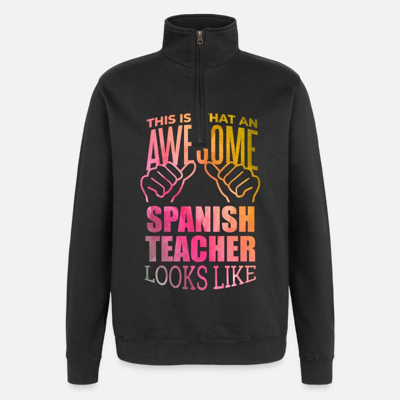 Spanisch - Quarter-Zip-Sweatshirt - Schwarz