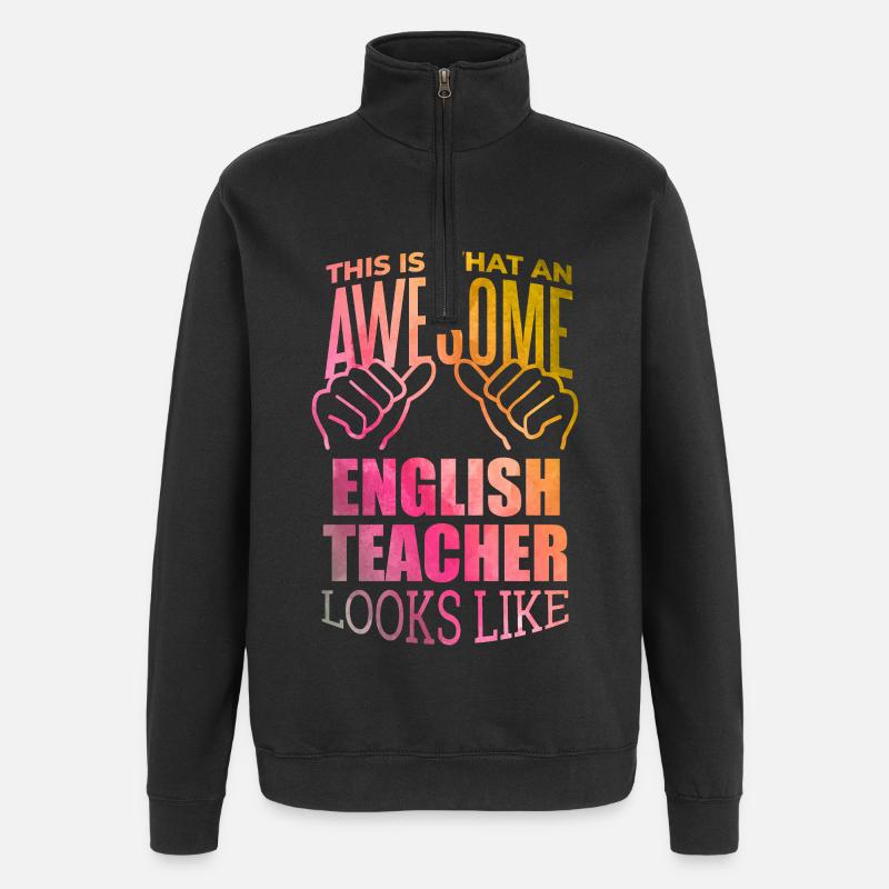 Englisch - Quarter-Zip-Sweatshirt - Schwarz