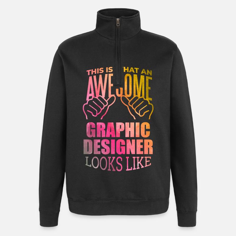 Graphiste - Sweat à zip 1/4 - noir