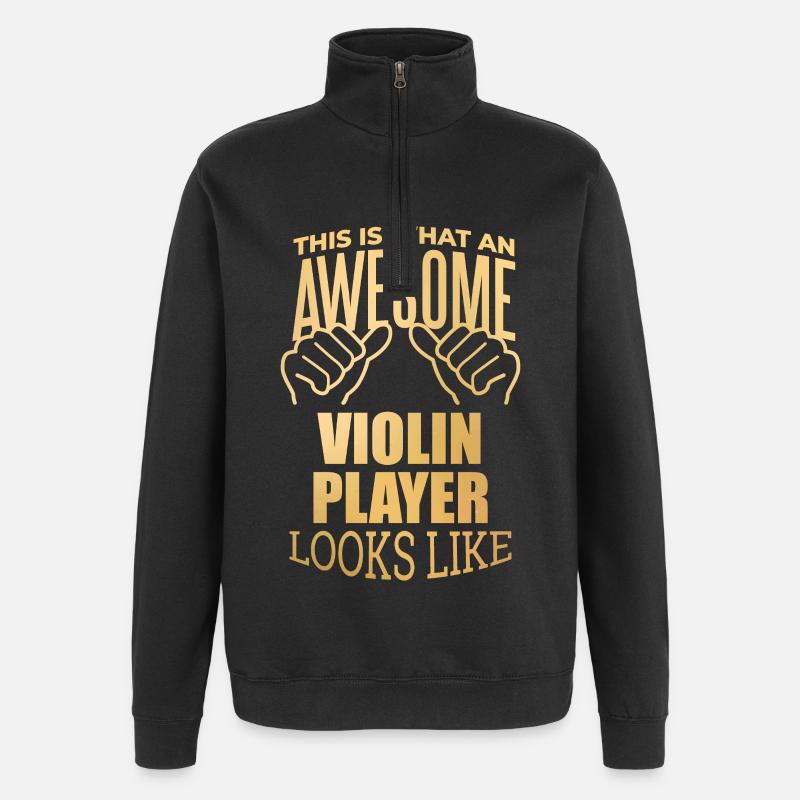 Geige - Quarter-Zip-Sweatshirt - Schwarz