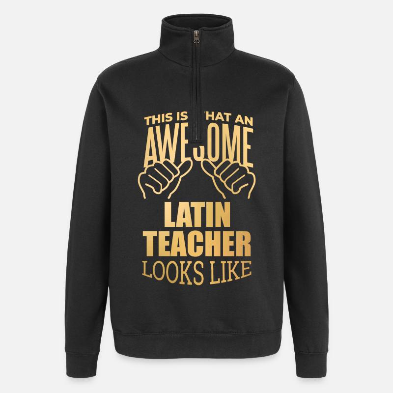 Latein - Quarter-Zip-Sweatshirt - Schwarz
