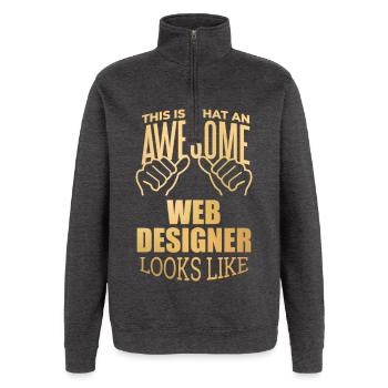 Concepteur web - Sweat à zip 1/4 - charbon - Devant - AI Model Female 172 light (172cm) & AI Model Male 178 dark (178cm)
