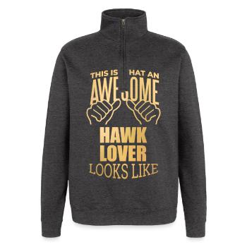 Hawk - Quarter-Zip Sweatshirt - charcoal grey - Front - AI Model Female 172 light (172cm) & AI Model Male 178 dark (178cm)