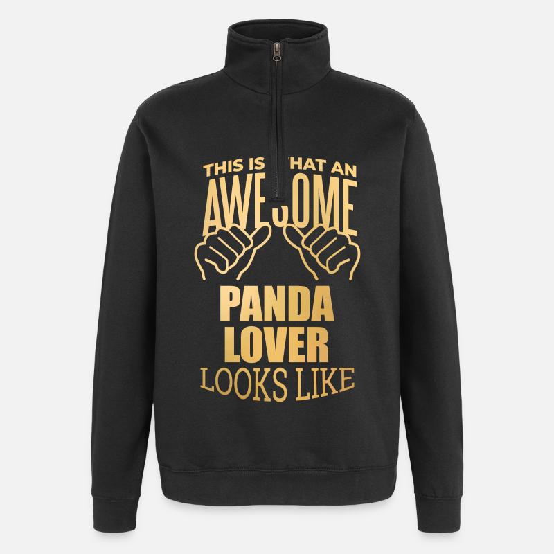 panda - Sweat à zip 1/4 - noir
