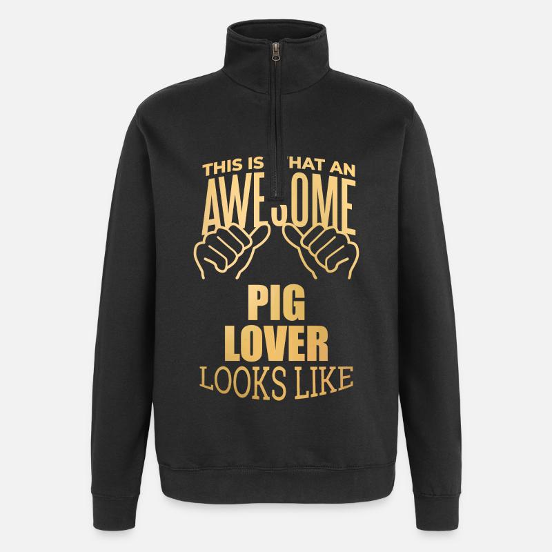 Cochon - Sweat à zip 1/4 - noir