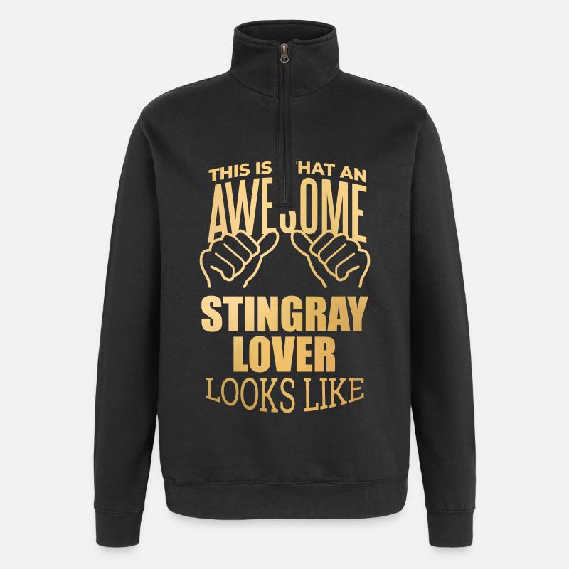 pastenague - Sweat à zip 1/4 - noir