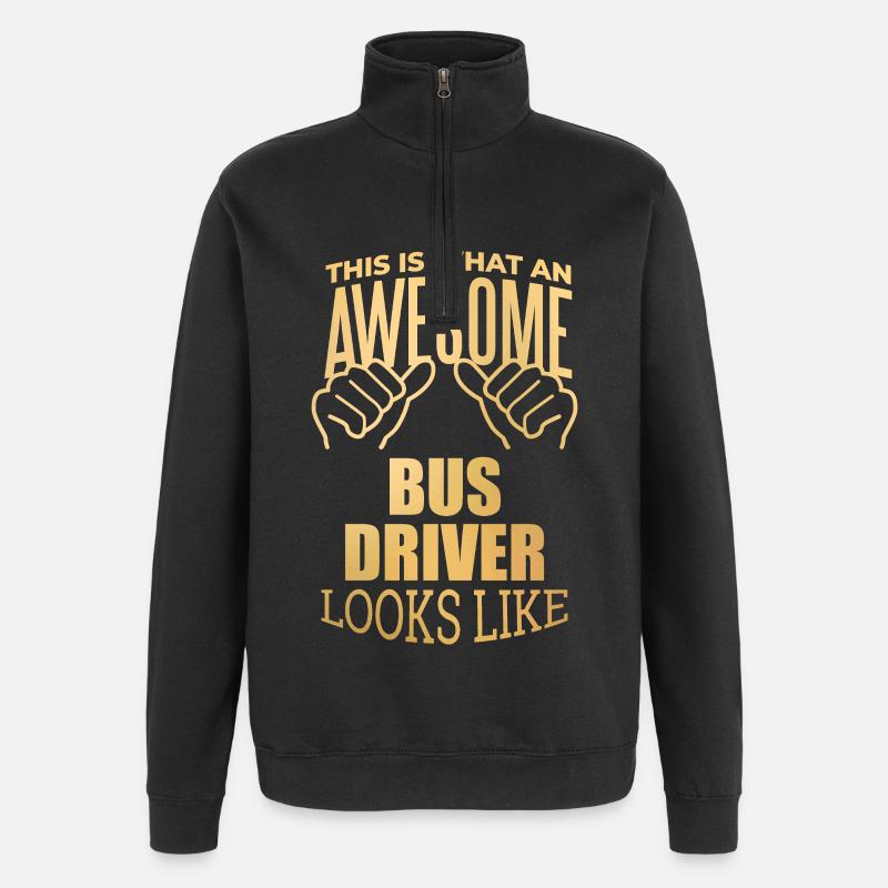Busfahrer - Quarter-Zip-Sweatshirt - Schwarz