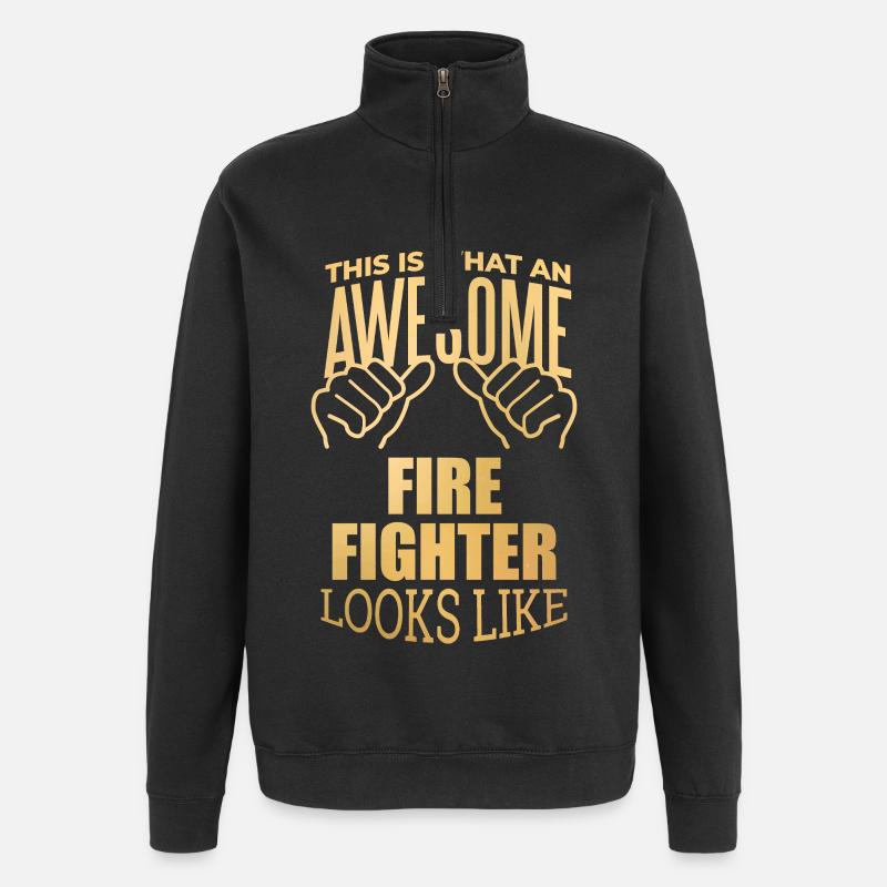 pompier - Sweat à zip 1/4 - noir