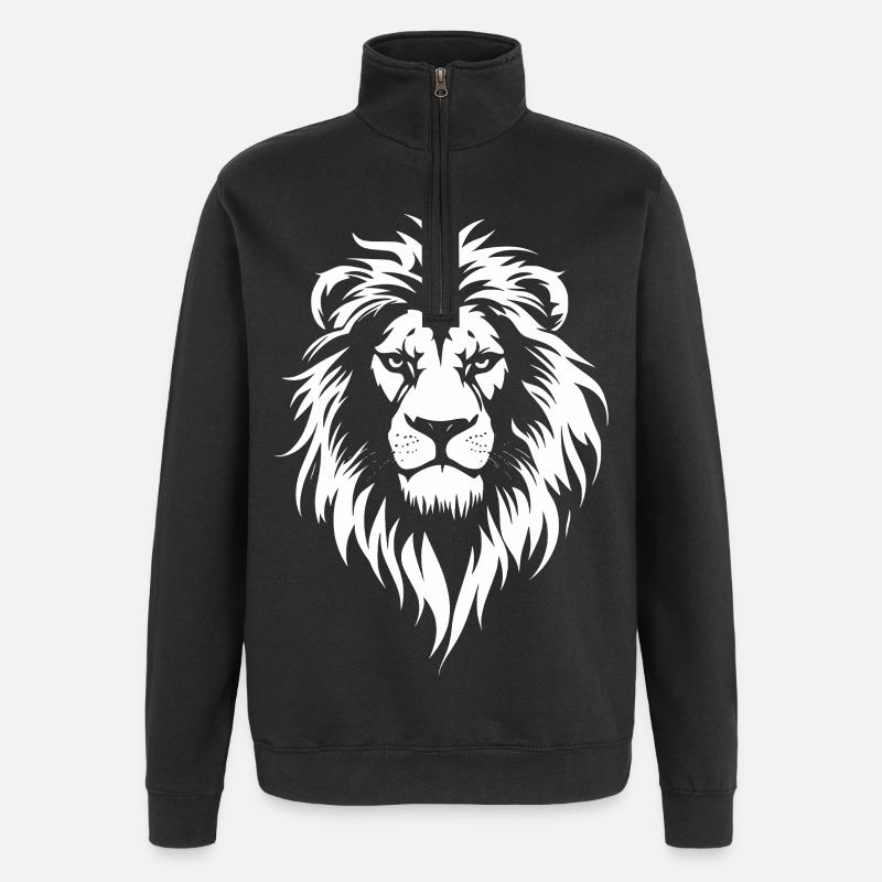 lion face lion head - Quarter-Zip Sweatshirt - black
