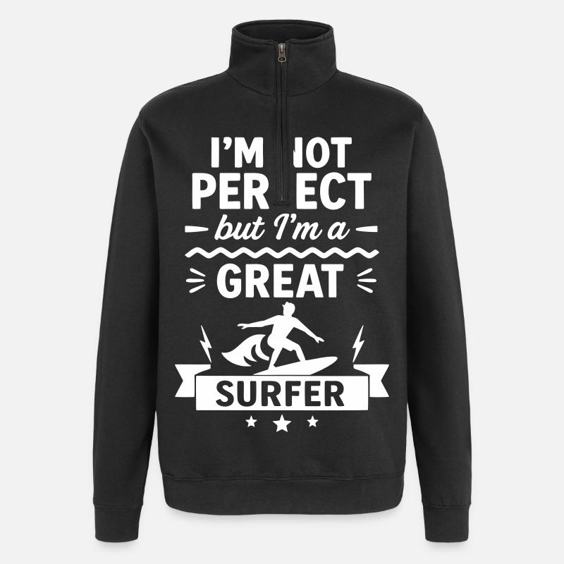 Super surfeur Océan Vague Surf - Sweat à zip 1/4 - noir
