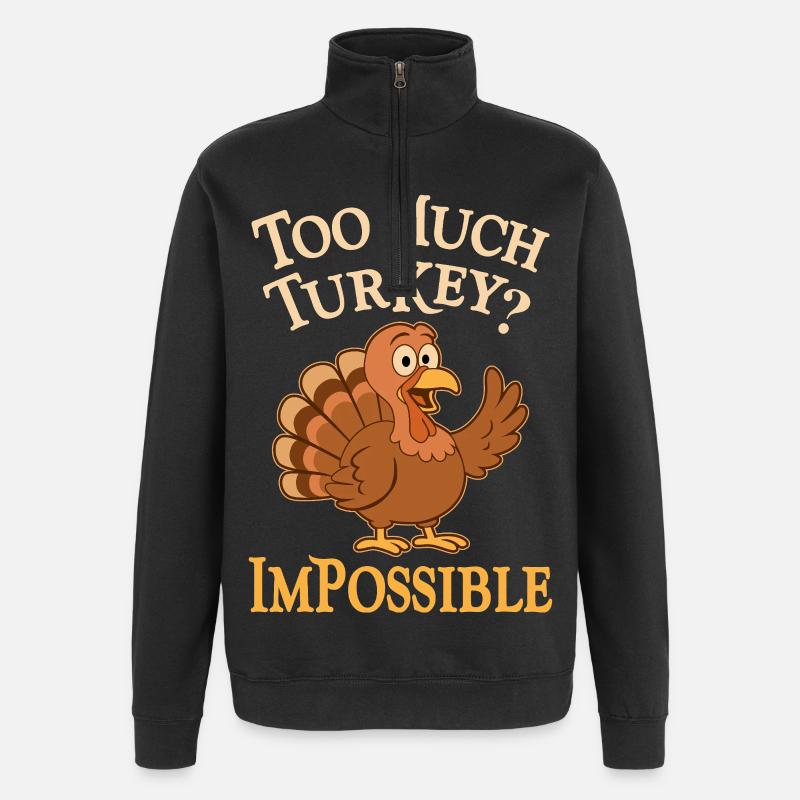 Trop de THANKSGIVING de dinde - Sweat à zip 1/4 - noir