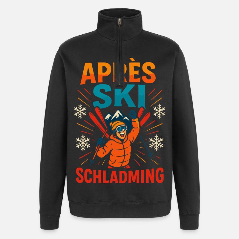 Après-Ski Party Schladming Skier Design - Sweat à zip 1/4 - noir
