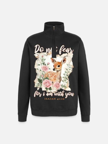 Deer Bible Verse Christian - Quarter-Zip Sweatshirt - black